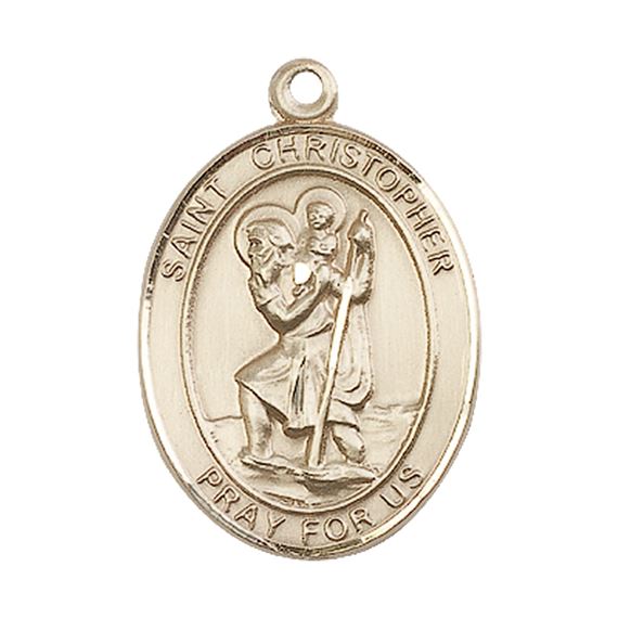 14KT GOLD ST. CHRISTOPHER MEDAL - 1" x 3/4"
